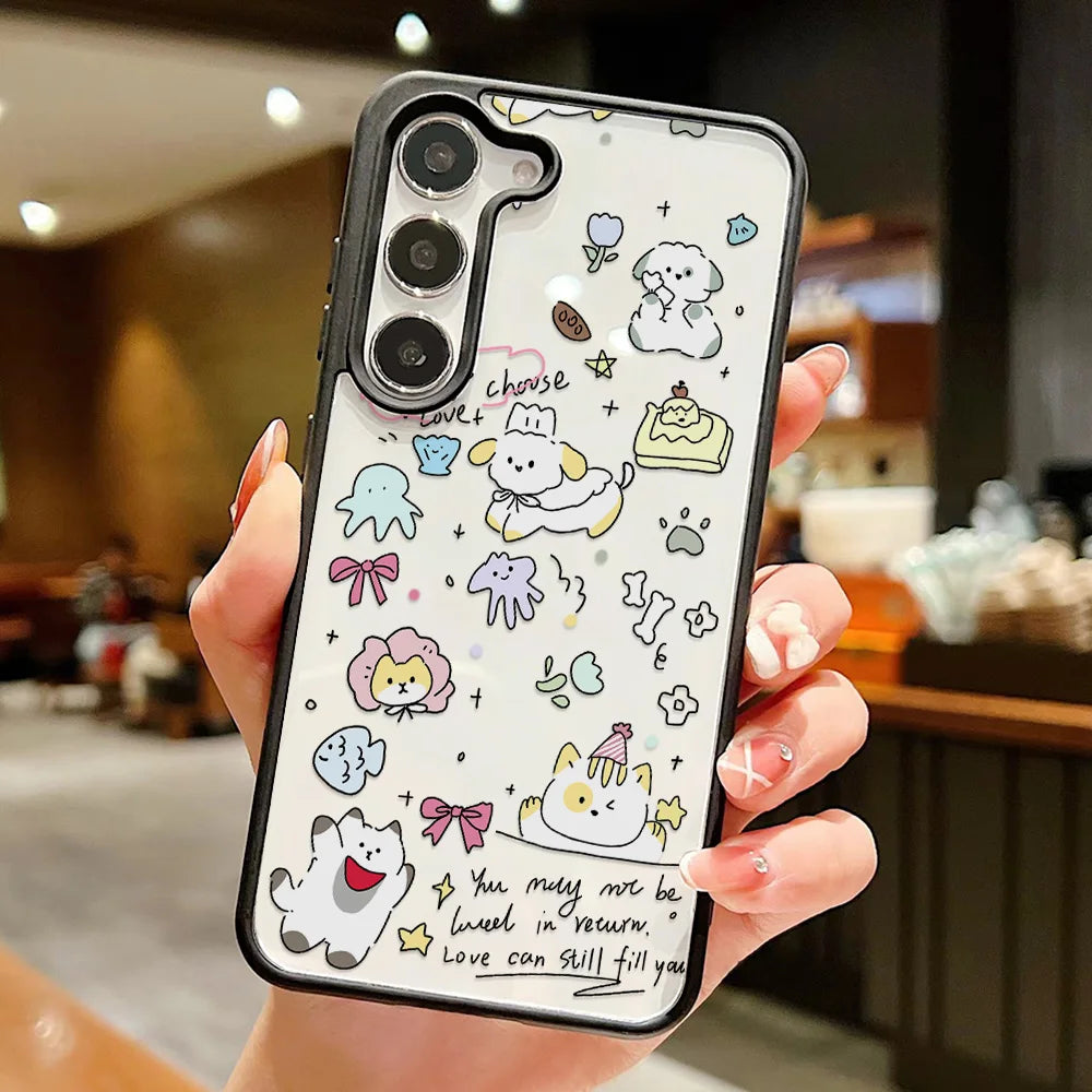 Cute Cat Wrist Strap Case For Samsung A26 A36 A56 S24 S25 S26 Ultra