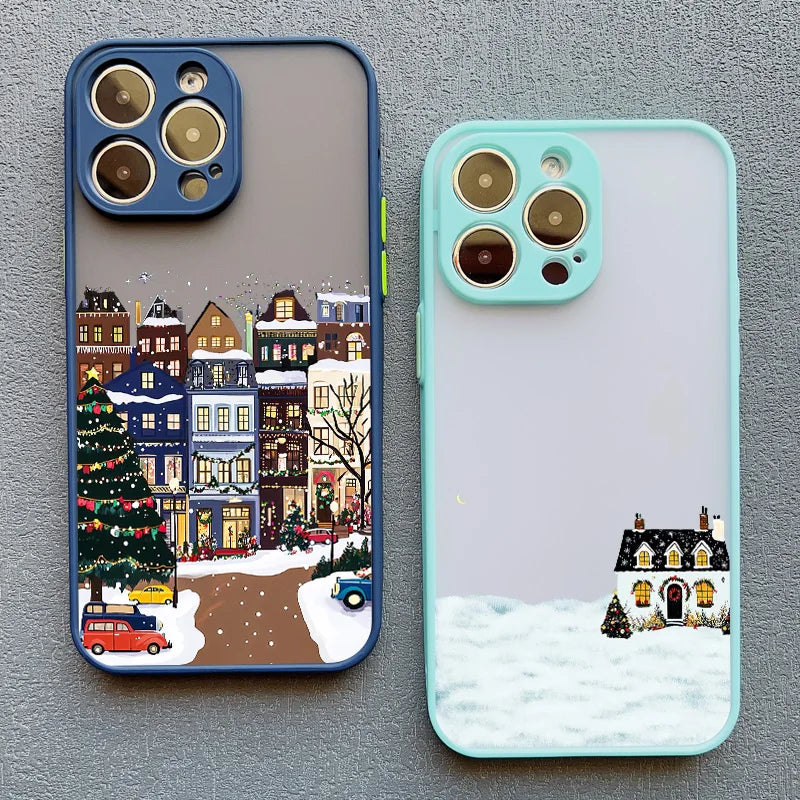 Rural Snow Scenery Phone Case for iPhone 16 15 14 13 12 11 Pro Max