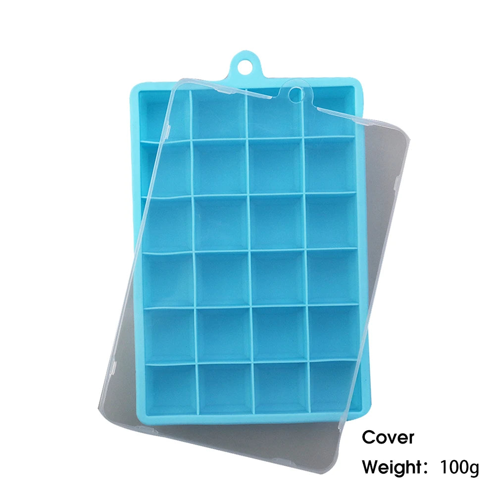 24-Hole Silicone Ice Cube Tray with Lid Square Ice Mold for Drinks & Cocktails