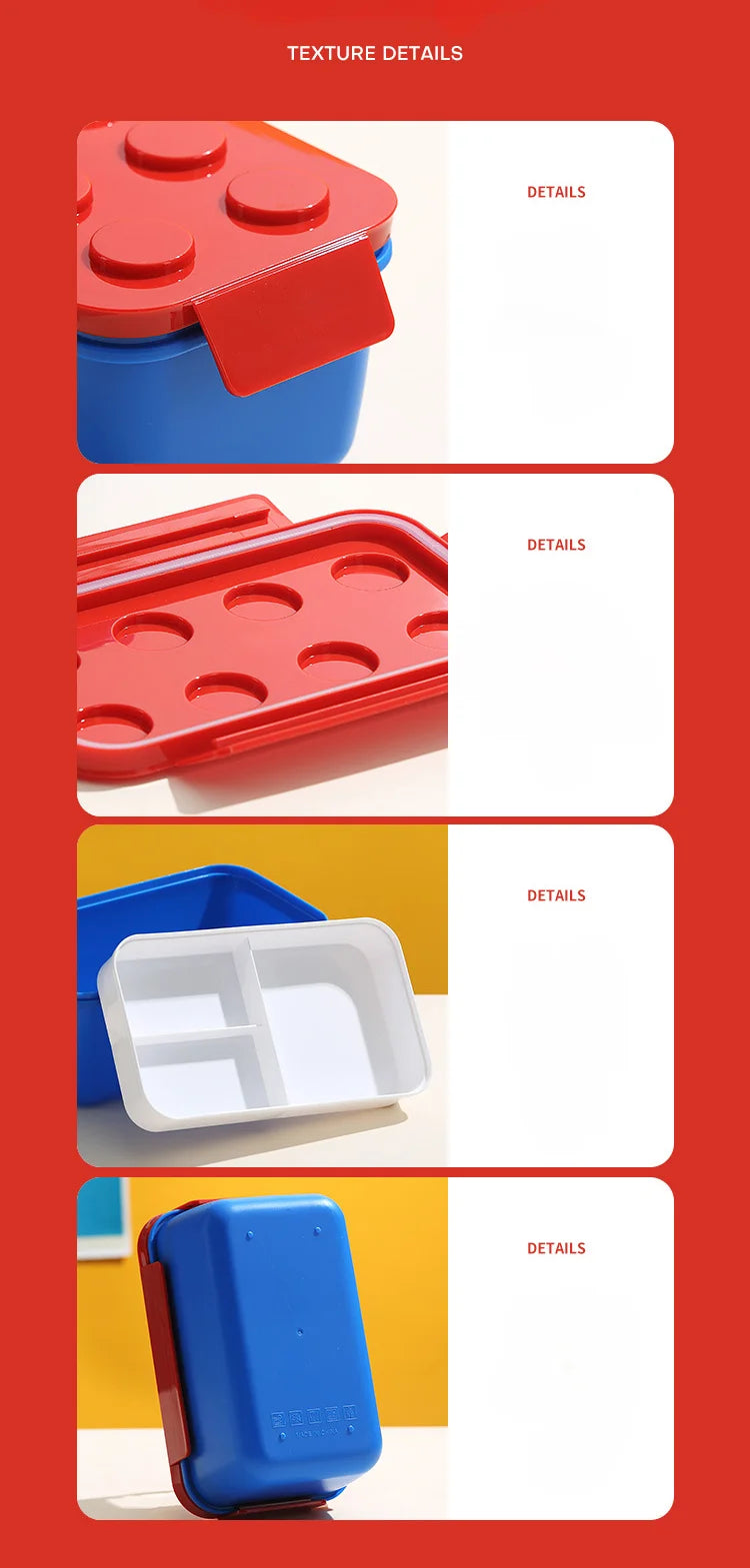Portable Building Block Lunch Box 1050/1300ML Bento Food Container for Kids