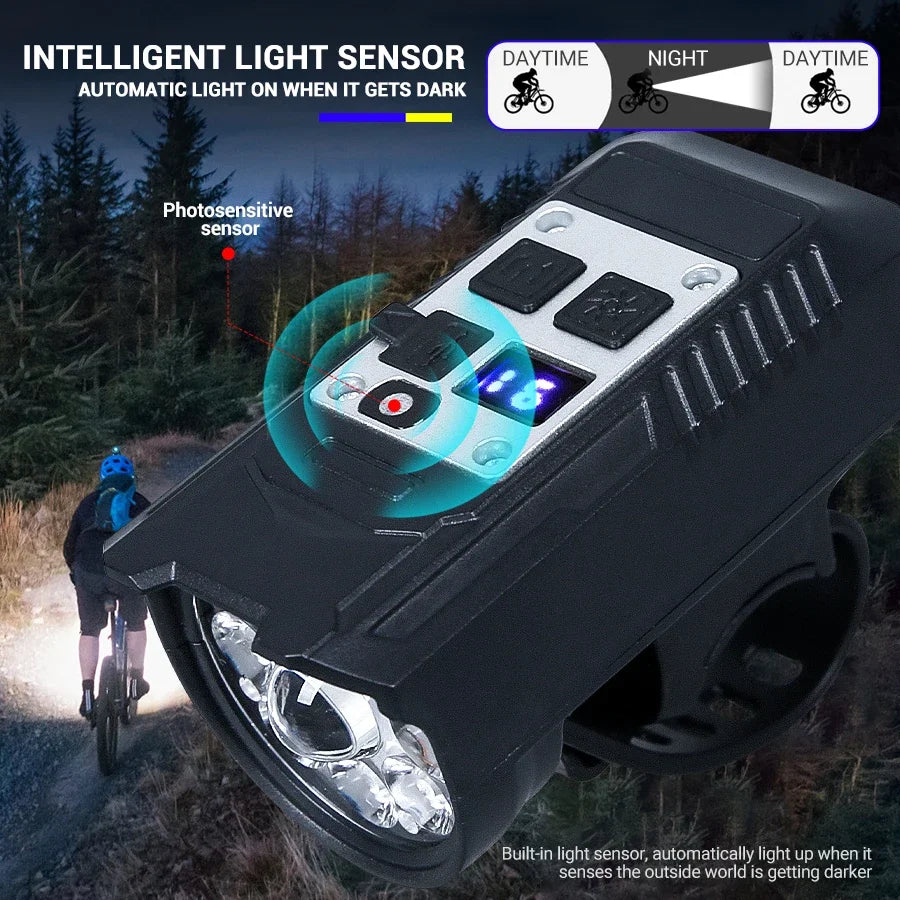9LED Type-C Rechargeable Bike Flashlight Waterproof Light
