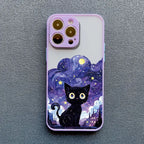 Black Cat Starry Night Case for iPhone 11 12 13 14 15 16 17 Pro Max