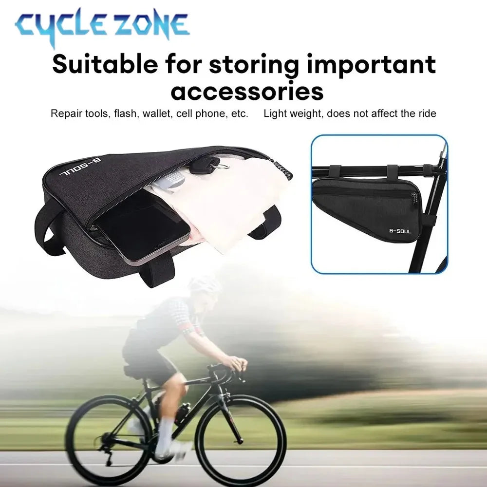 Bicycle Triangle Frame Bag MTB Waterproof Front Tube Storage Pouch