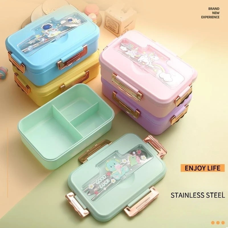 Cute Dinosaur Kids Lunch Box 3 Grid Bento Container for Students Main image
