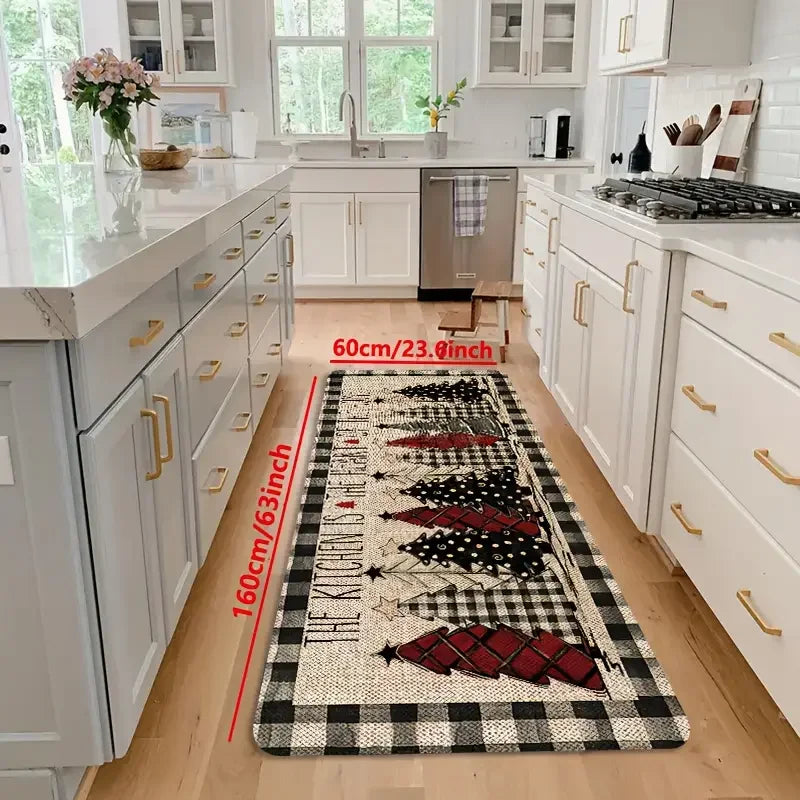 VIKAMA Christmas Tree Floor Mat Set Non-Slip Kitchen & Entrance Rugs