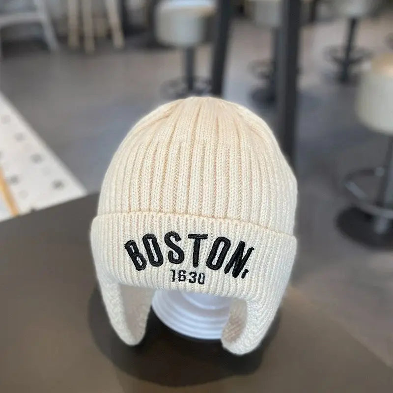 Boston Baby Beanie Hat Warm Knitted Winter Cap for Kids