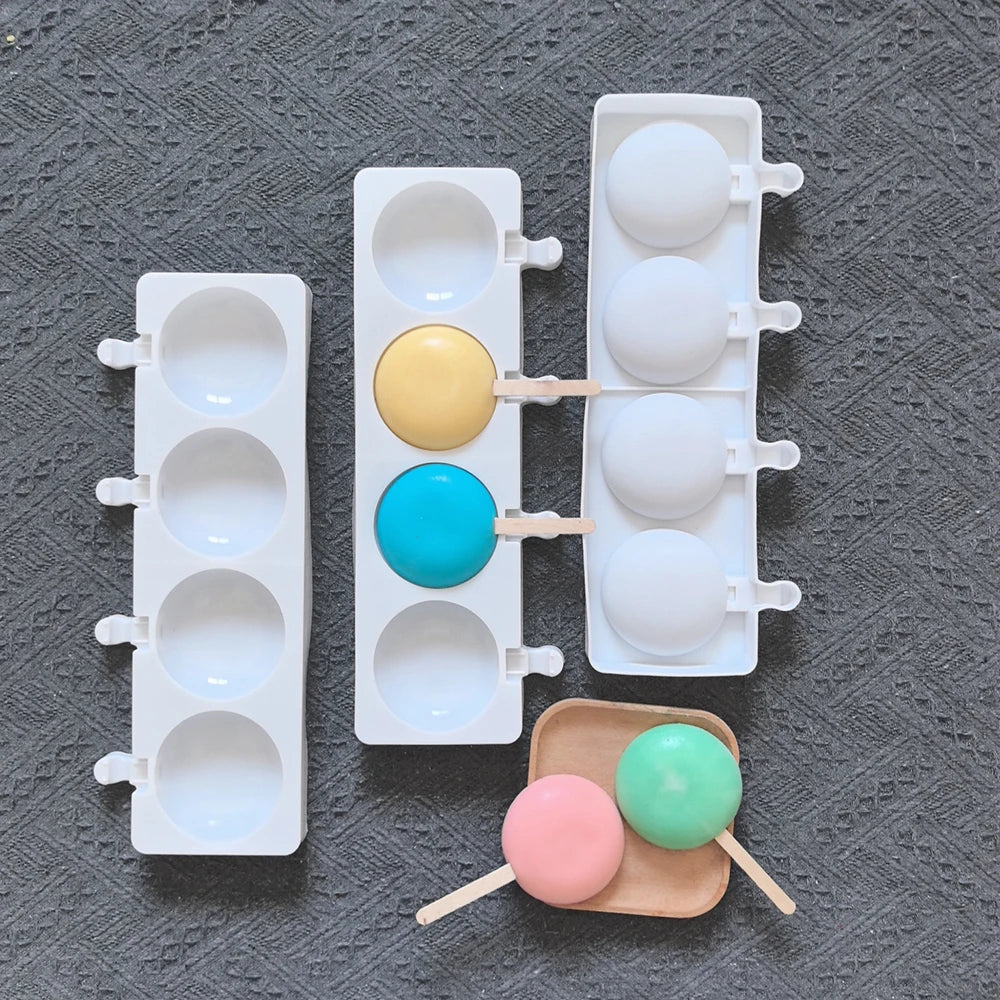 4 Hole Silicone Ice Cream Mold – Semi-Circular DIY Ice Cream Tray Maker