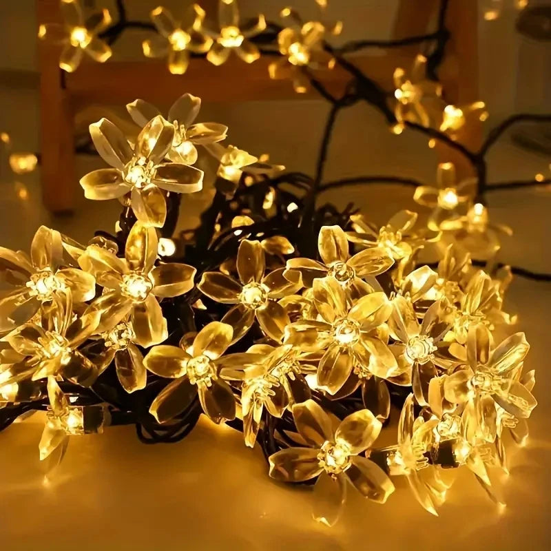 Solar Lotus Flower Fairy Lights Outdoor Garden Decor