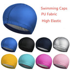 Waterproof PU Swimming Cap with Ear Protection for Adults & Kids