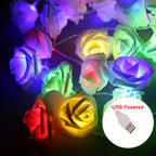 Rose Flower LED Fairy Lights USB String Decoration