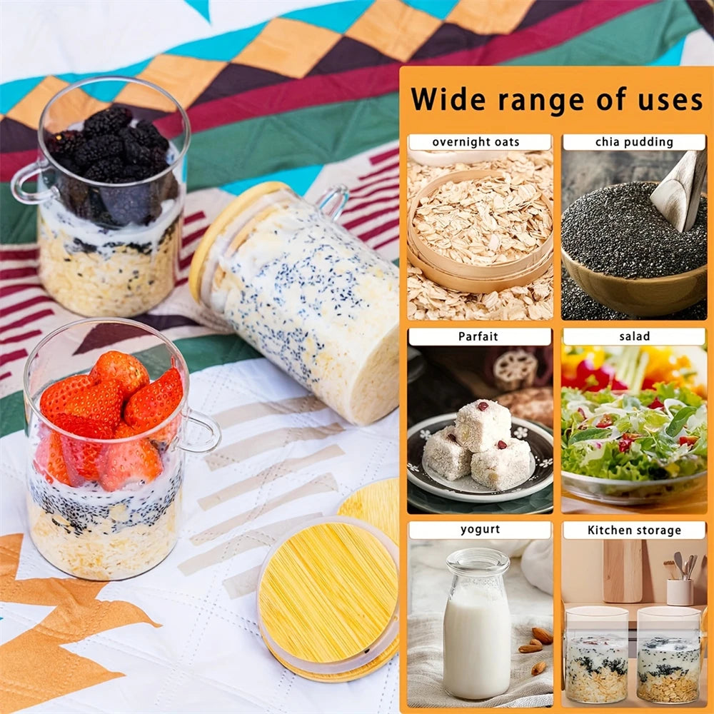 Airtight Glass Storage Jars Bamboo Lid Set