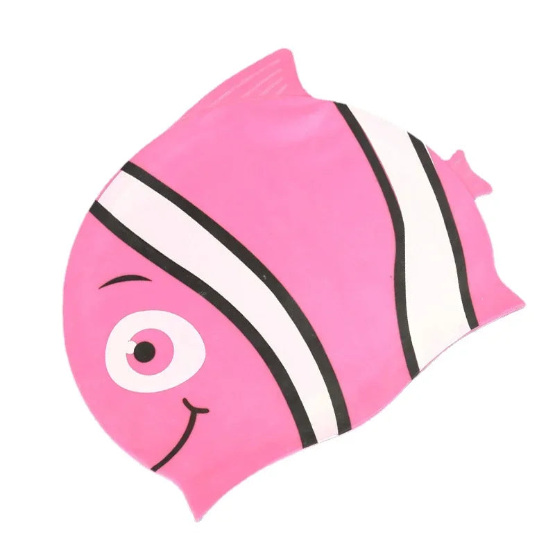 Cartoon Clownfish Kids Silicone Swimming Cap Waterproof Swim Hat