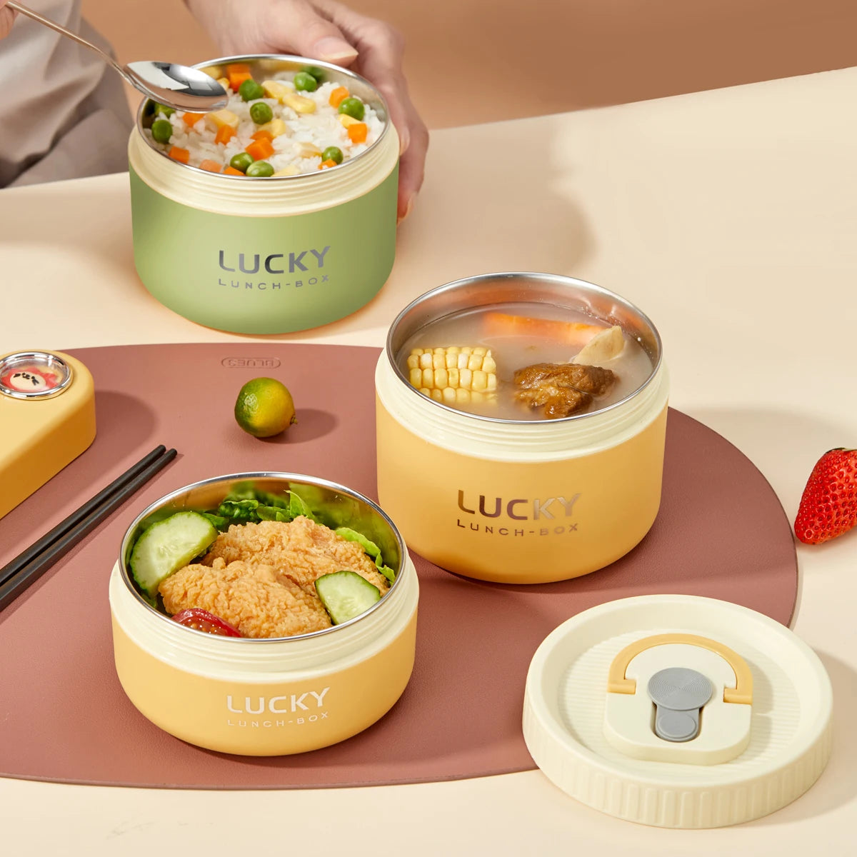 WORTHBUY Portable Thermal Lunch Box 304 Stainless Steel Insulated Bento Box Main image