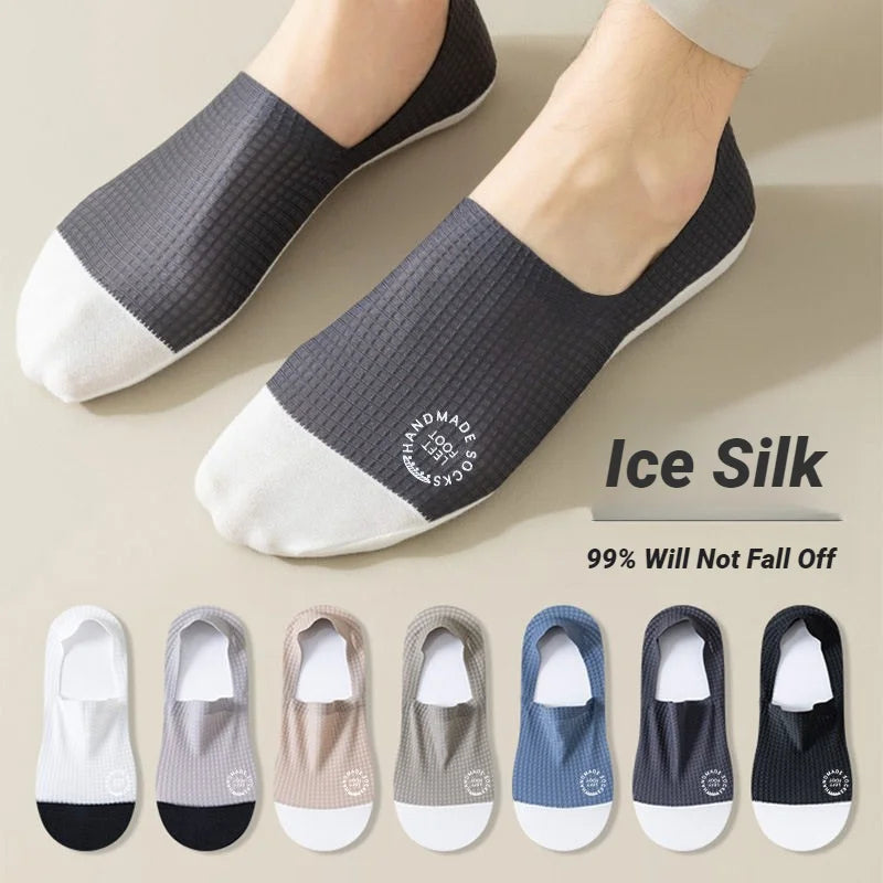 Men Invisible Socks Breathable Mesh Waffle No Show Summer Thin