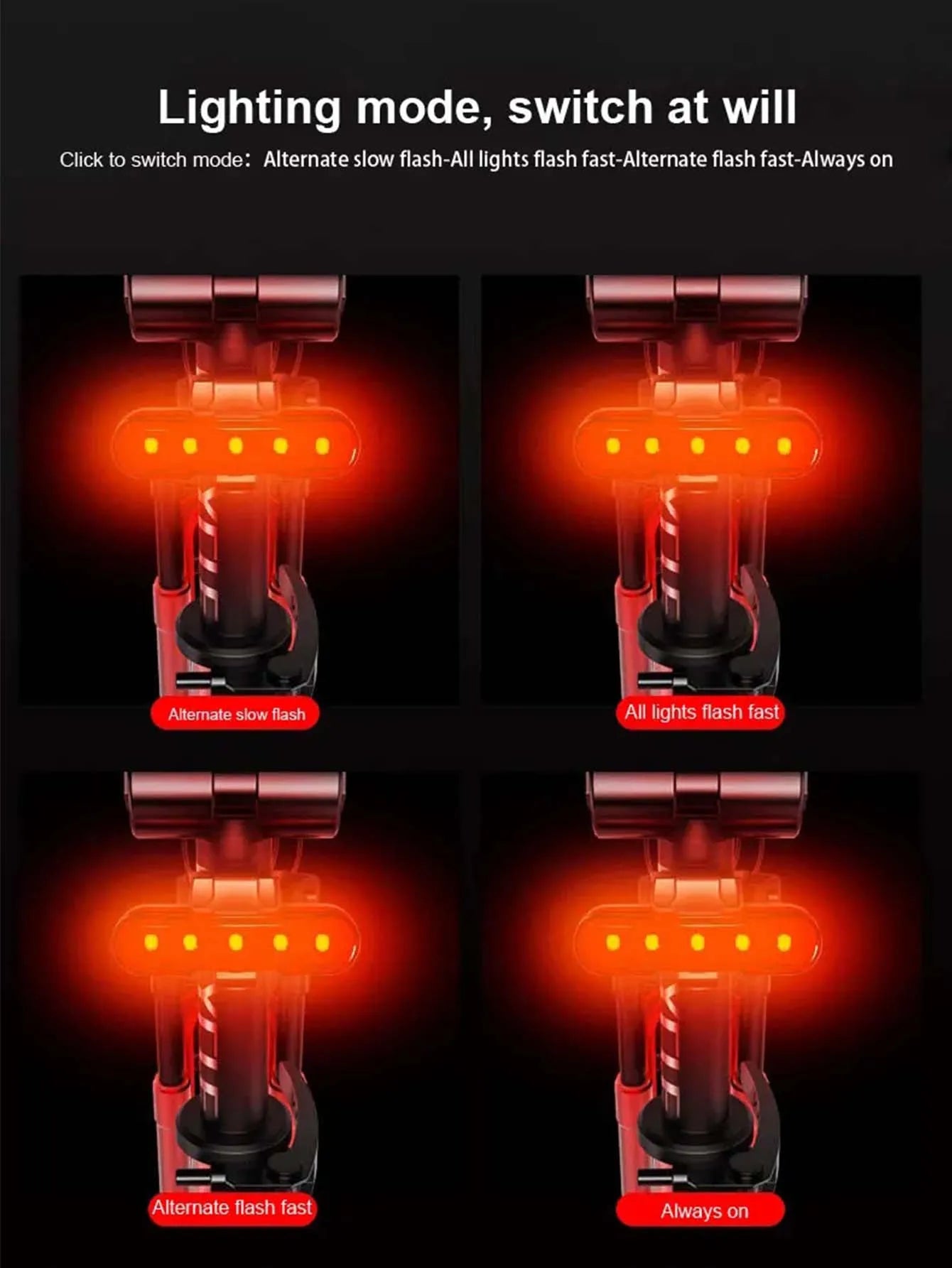 USB Rechargeable Waterproof LED Bike Tail Safety Light