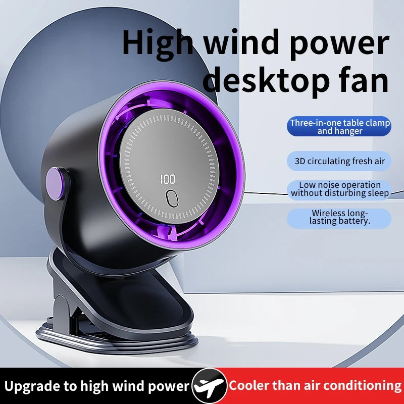 Wireless Rechargeable Fan UK 100-Speed Turbo Fan with Display