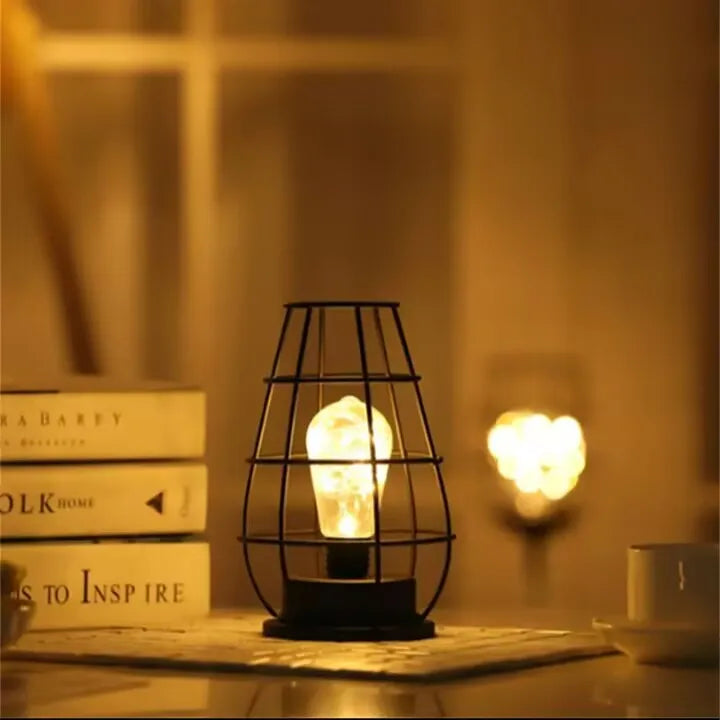 Iron Wire Cage LED Night Light for Bedroom & Living Room