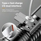 2000LM Tactical LED Flashlight USB Charging Zoom Torch