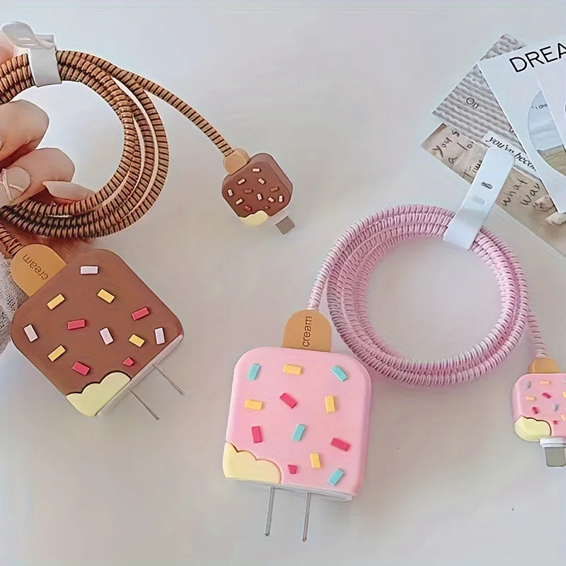 Cute Ice Cream iPhone Charger Protector Case
