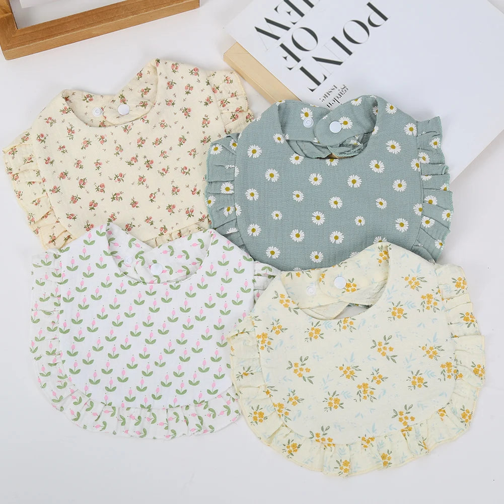 Flower Print Baby Bibs Soft Cotton Feeding Scarf for Girls Main image