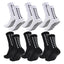 6 pairs football grip socks for men and women featuring anti slip sports design with towel bottom in black and white colors