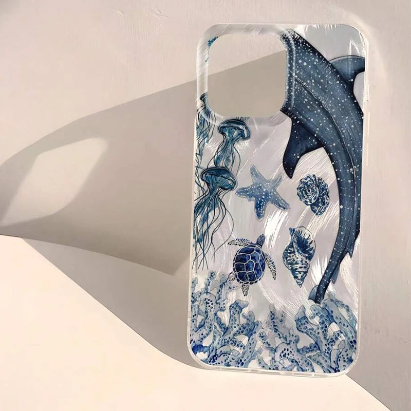 Ocean Shark Whale Shockproof Case for iPhone 17 16 15 14 13 Pro Max