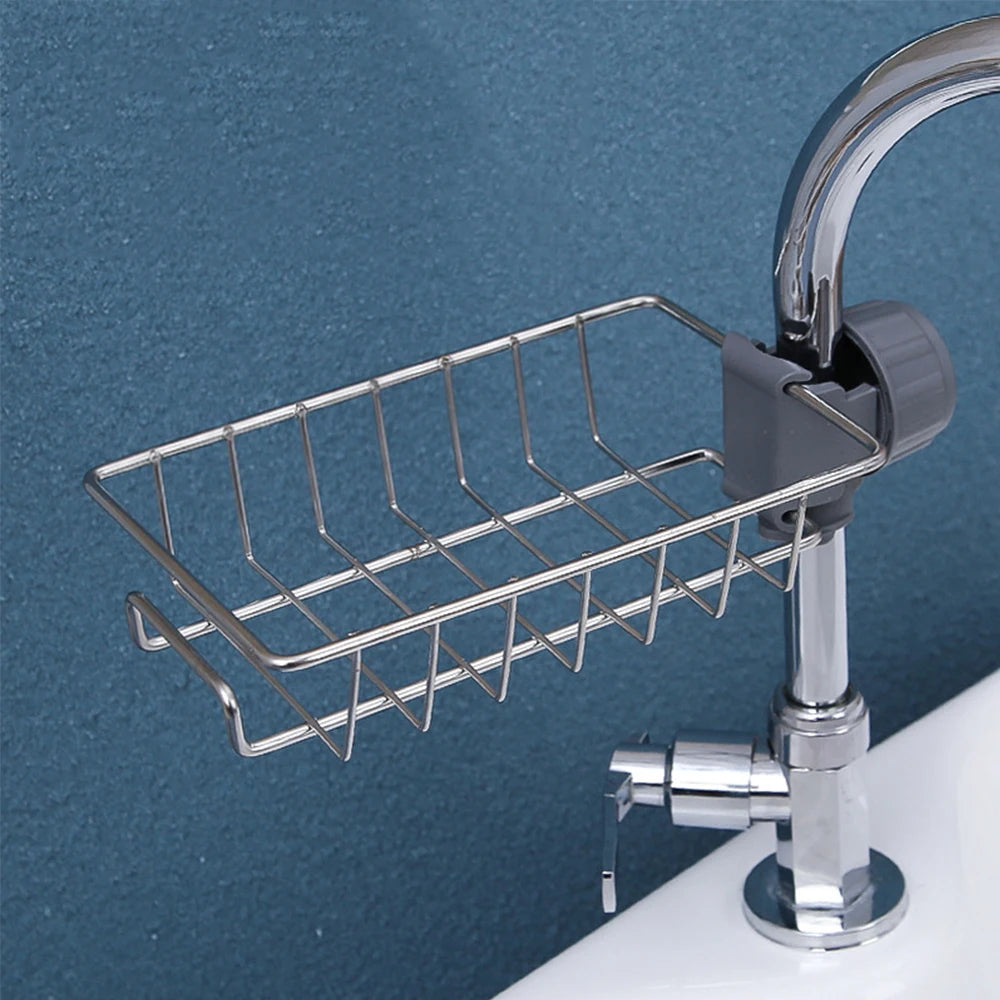Kitchen Sink Drain Rack Faucet Sponge & Soap Storage Organizer