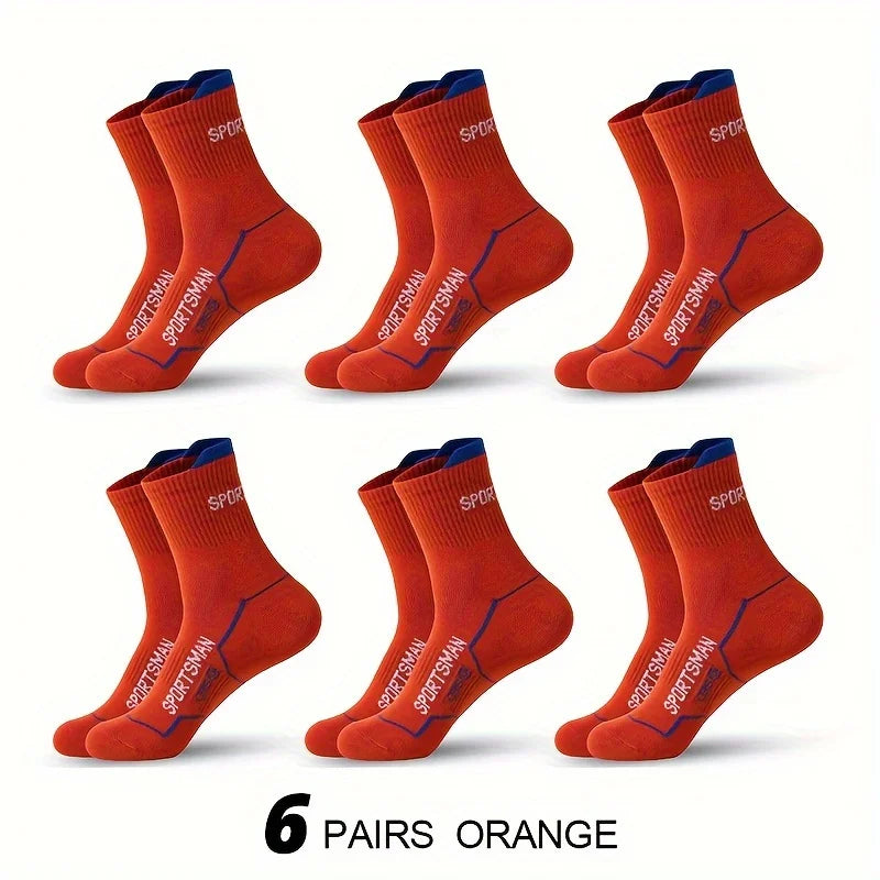 Breathable Basketball Socks Men 6 Pairs Sweat Absorbent Mesh Running