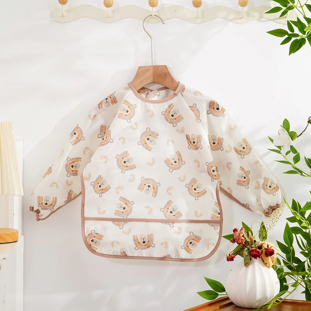 Waterproof Baby Bib Long Sleeve Apron for Feeding & Drawing