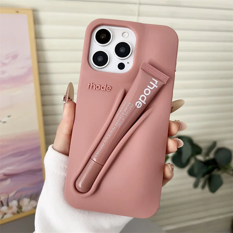 Lemontini Lip Gloss Holder Case for iPhone 17 16 15 14 13 12 Pro Max
