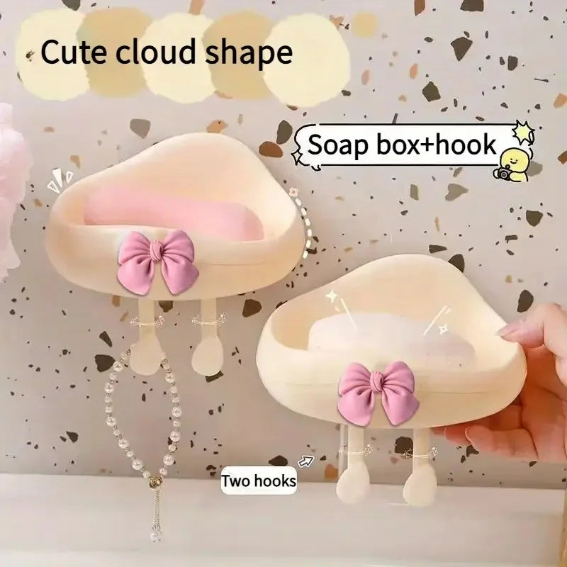 Cloud Soap Box Wall Mounted – Cute Cartoon Drain Soap Holder with Hook