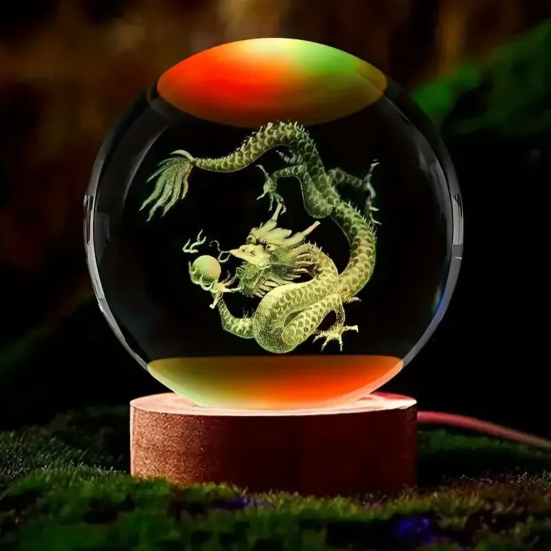 3D Chinese Dragon Crystal Ball Decorative LED Lamp