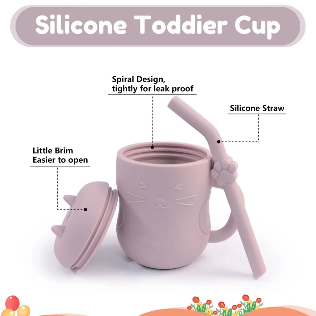 Baby Silicone Straw Cup Leakproof Snack Container