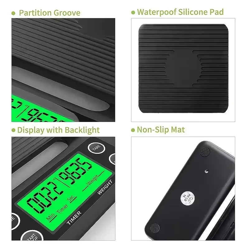 3KG Digital Coffee Scale 0.1g Precision LCD