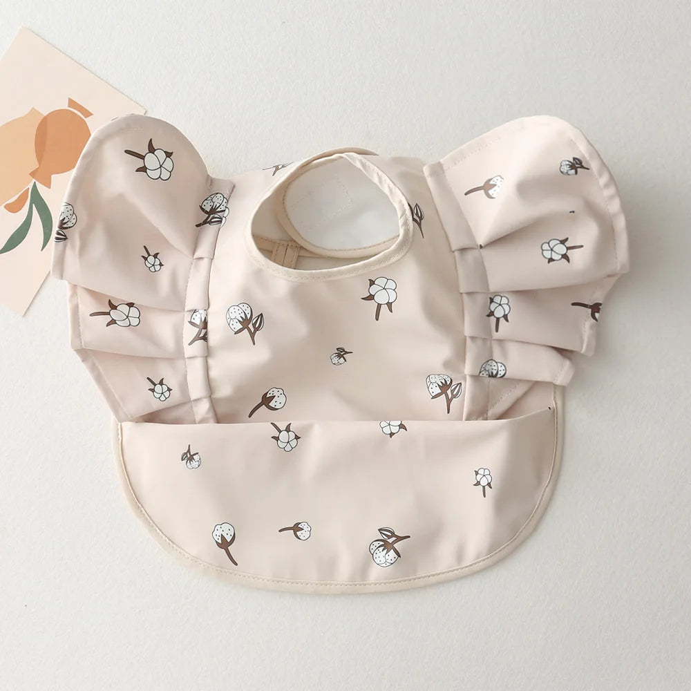 Waterproof Baby Bib with Pocket Soft PU Feeding Bib for Kids