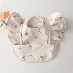 Waterproof Baby Bib with Pocket Soft PU Feeding Bib for Kids