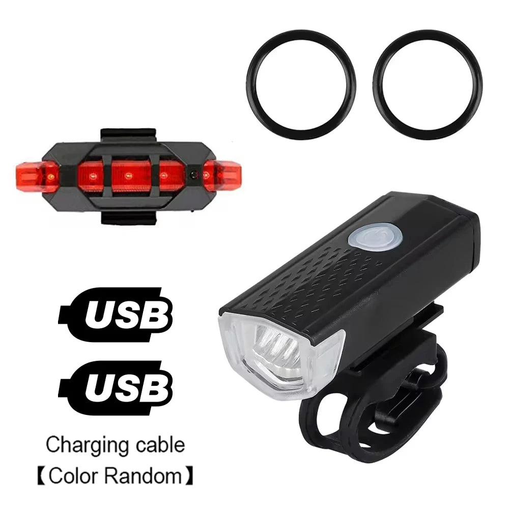USB Rechargeable Bike Light Set with Front & Tail Light
