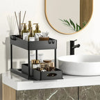 2 Tier Under Sink Organizer Sliding Cabinet Storage Rack with Hooks