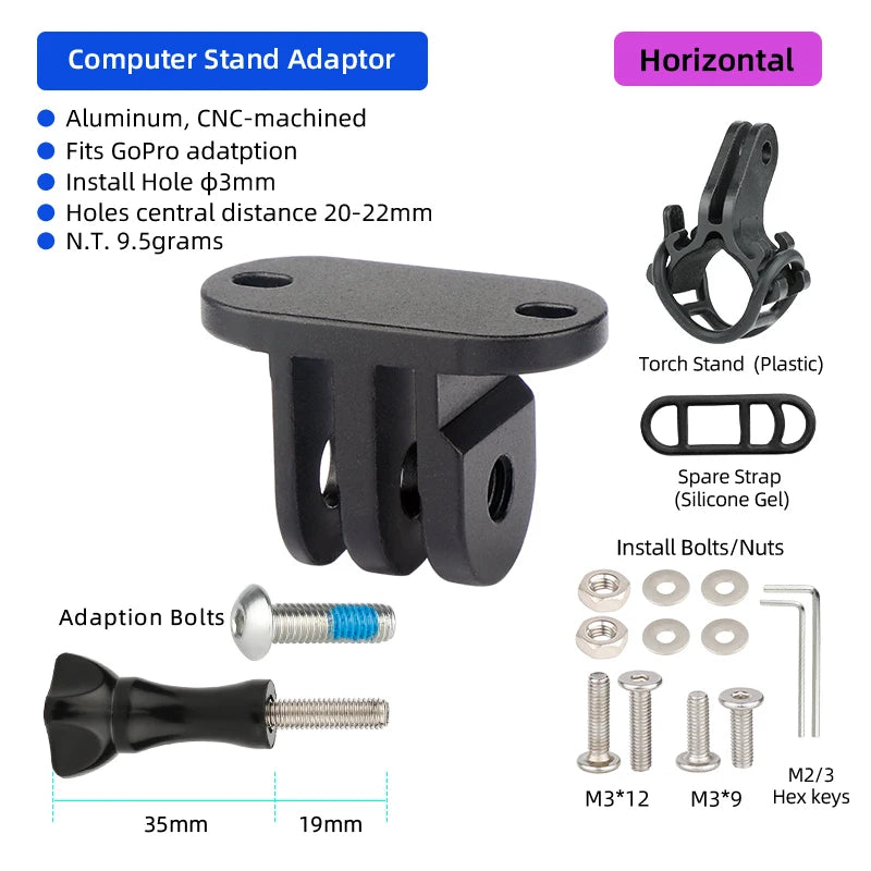 Aluminium Bike Computer Mount GPS Speedometer GoPro Handlebar Bracket