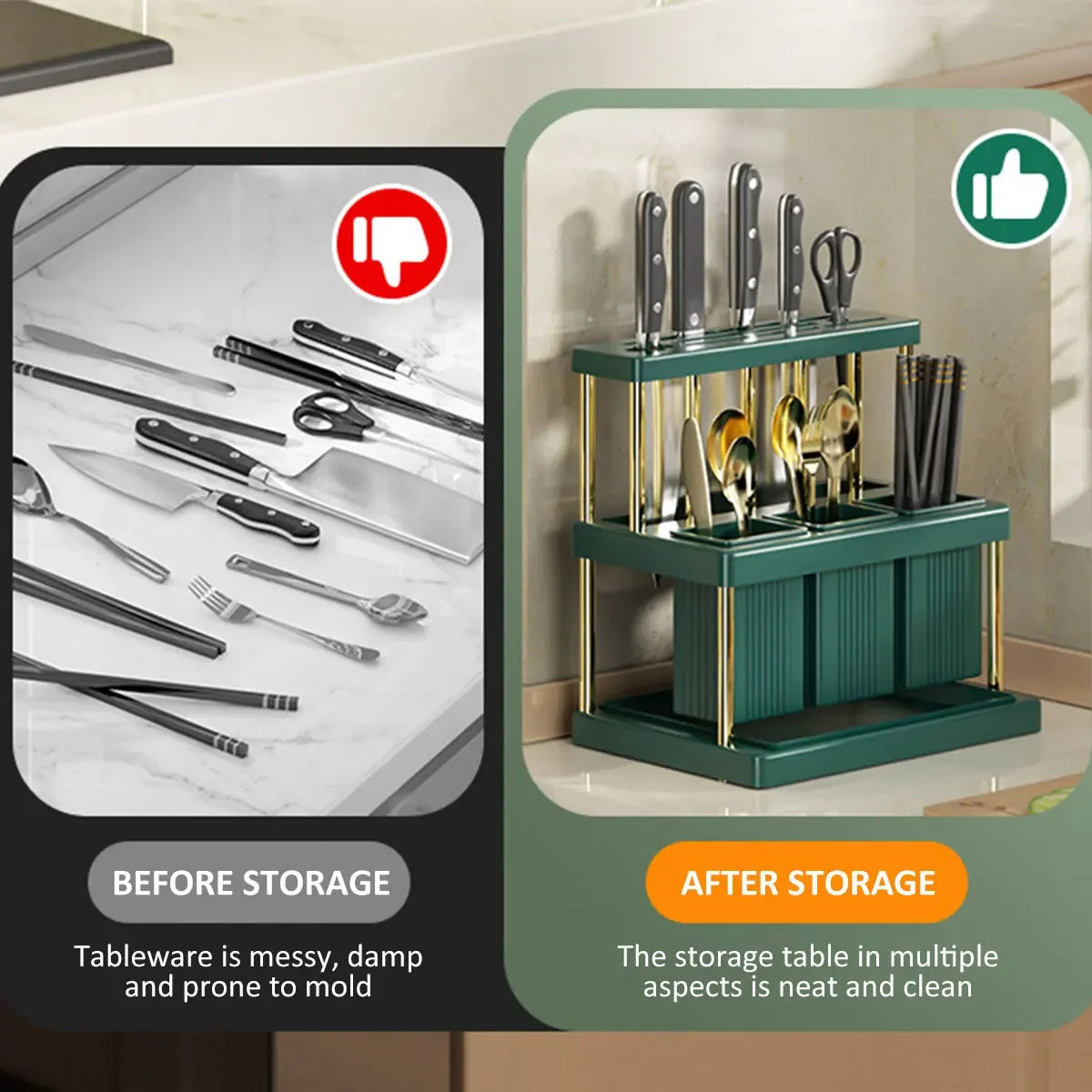 Kitchen Knife Holder Cutlery Drainer Rack