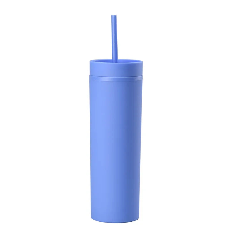 Double Wall Skinny Tumbler 473ml/480ml Cup with Straw & Lid