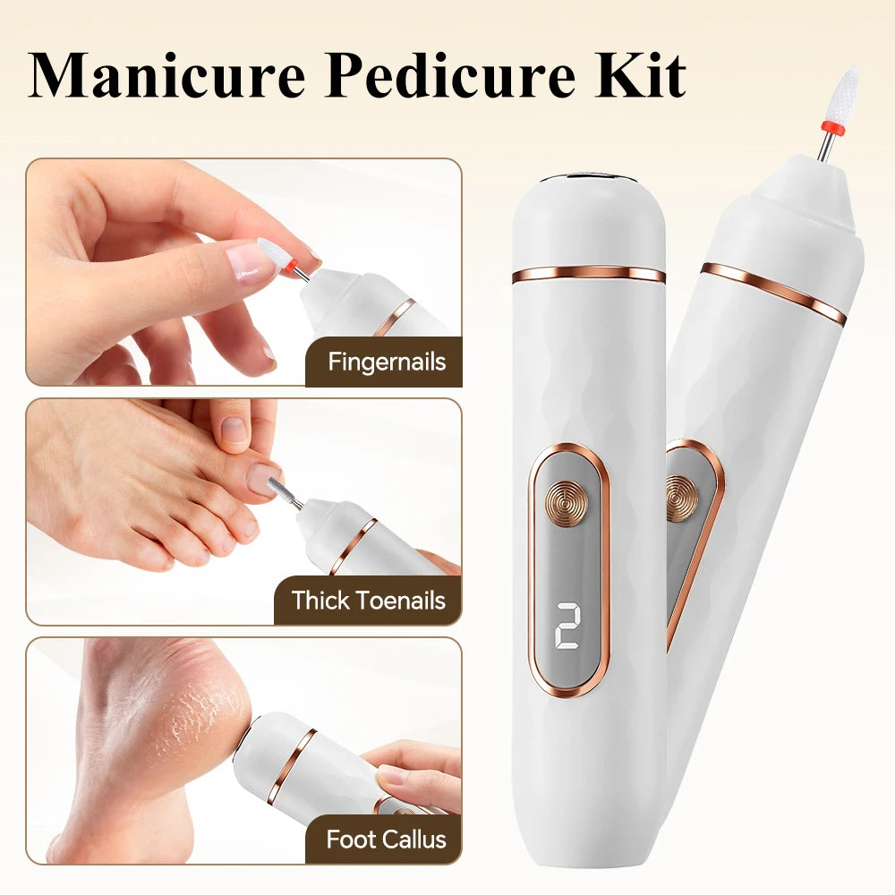 2-in-1 Electric Nail Foot File Callus Remover Replaceable Heads Tool Secondary image