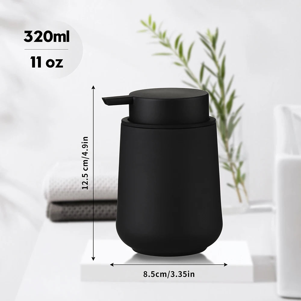 Matte Black Liquid Soap Dispenser 11oz Modern Bathroom & Kitchen Pump Bottle