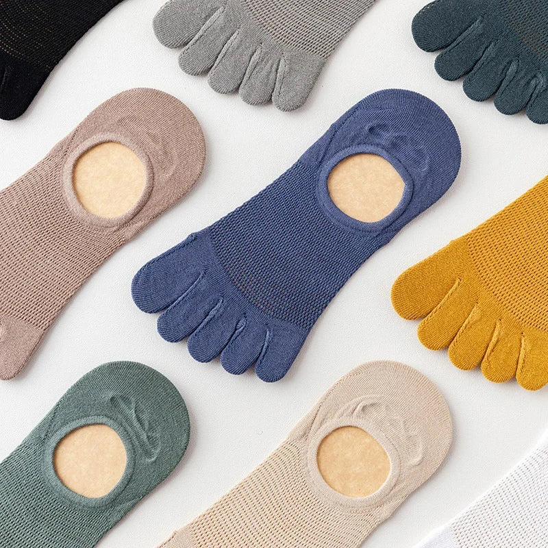 Men’s Toe Socks Breathable Anti Sweat Casual Finger Socks 3 Pairs