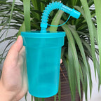 Neon Sipper Cups Reusable Spill Proof Cups with Lid & Straw