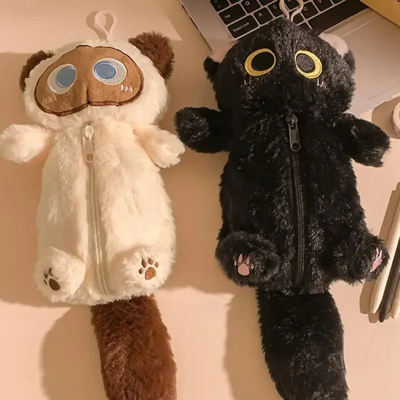 Plush Big-Eyed Cat Storage Bag Stationery Case