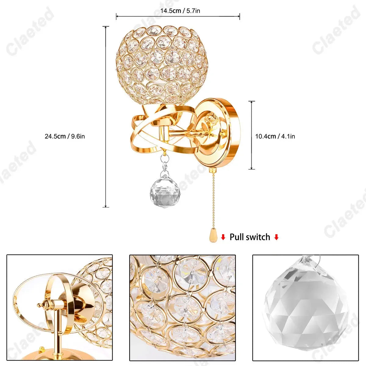 European Crystal Wall Lamp Elegant Bedside Sconce