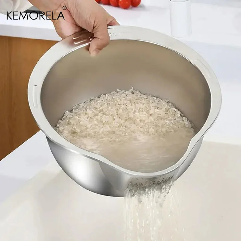 304 Stainless Steel Rice Washer Colander Bowl