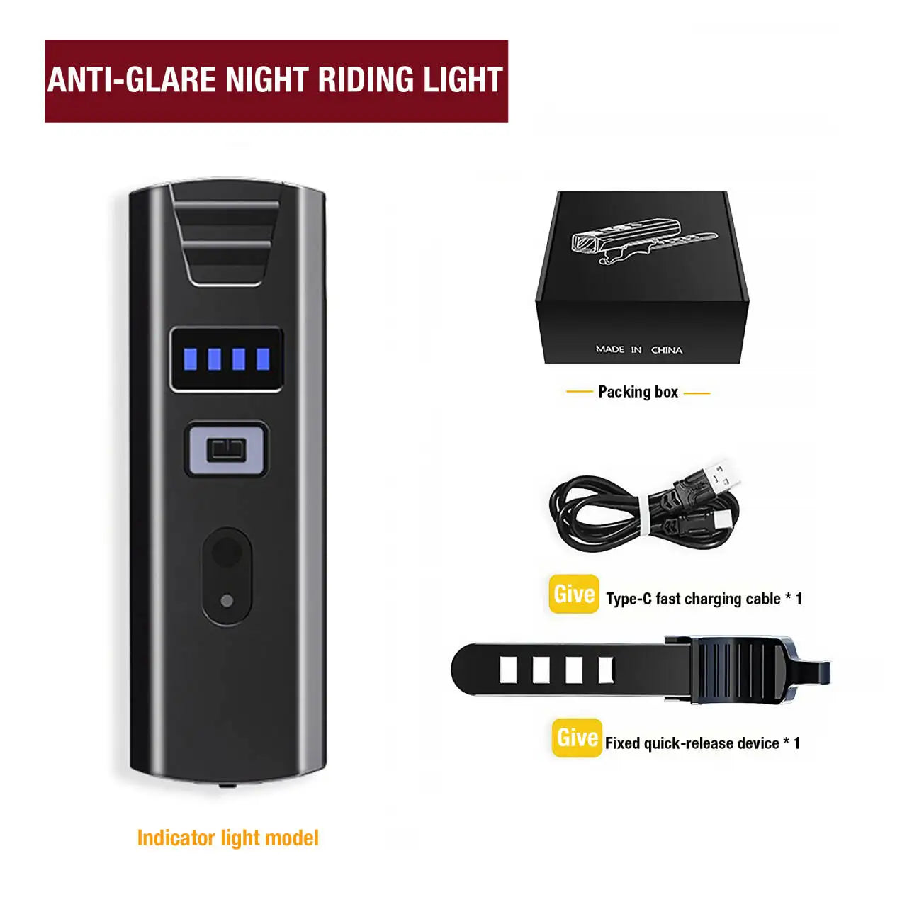 Type-C Rechargeable Bike Light with Digital Display