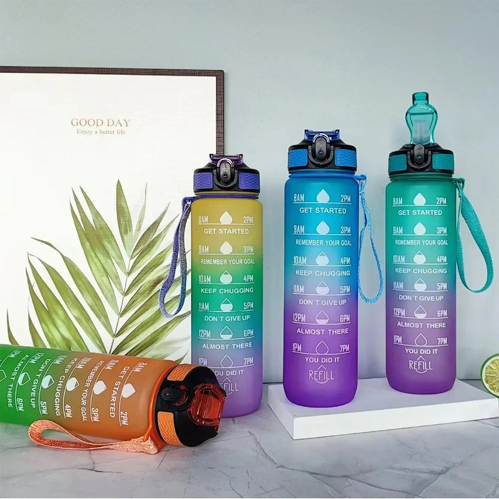 1000ml Motivational Sports Water Bottle with Time Marker